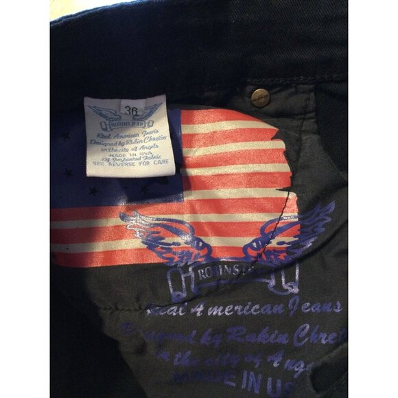 Robins Jeans Mens Black & Blue Moto Zippered Pants Size 36 Embellished - Picture 7 of 11